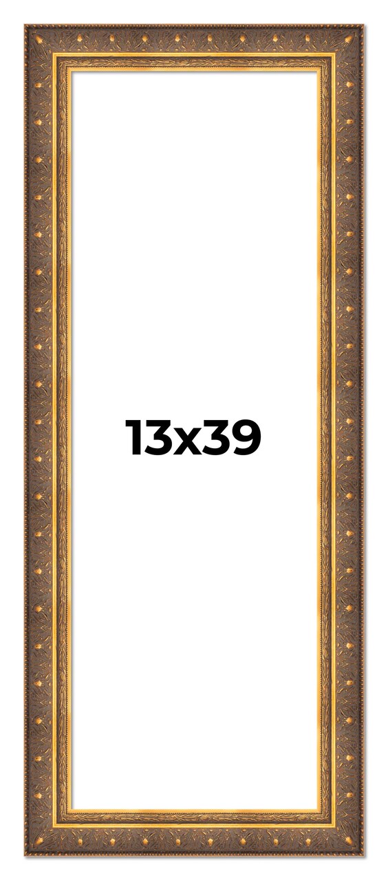 Panoramic Museum Gold Picture Frame - UV Acrylic, Foam Board Backing, Hanging Hardware